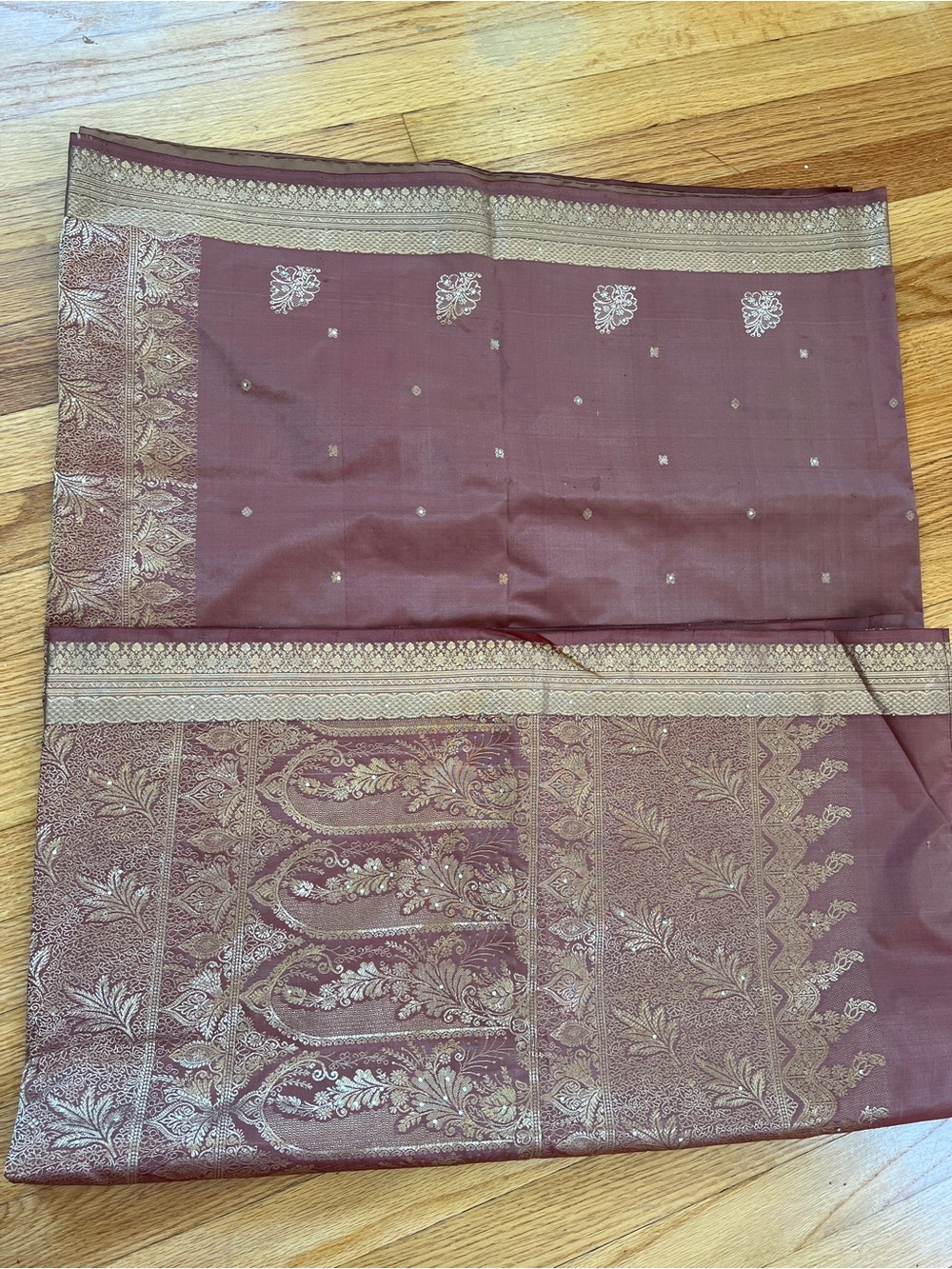 Elegant Maroon and Gold Woven Women's Scarf